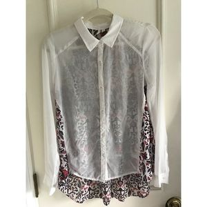White Front and Floral Back Blouse